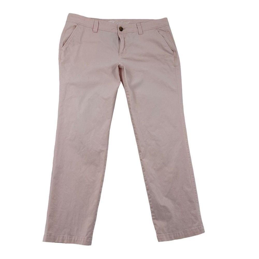 Old Navy Boyfriend Chino Pants Pink Mid Rise Straight Leg Stretch 27" Womens 10